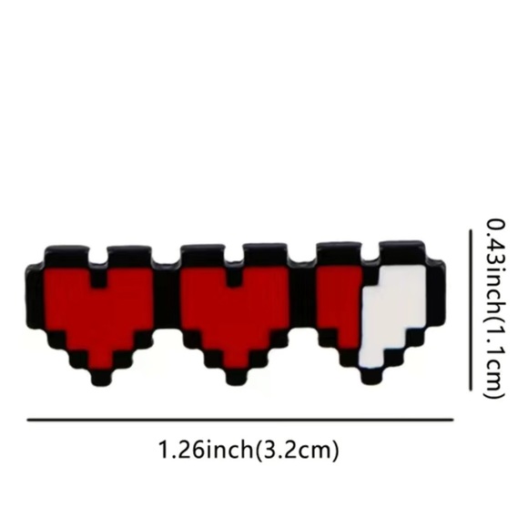 3/$15 Retro Video Game Life Hearts Pin Brooch - Picture 6 of 7
